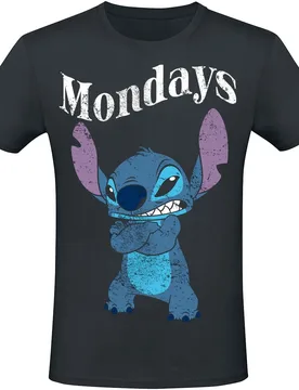 Disney T-Shirt - Mondays - S bis XXL - für Männer - Größe XL - schwarz - Lizenzierter Fanartikel - Männer - male - Lilo & Stitch - FashionsVida