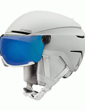 Skihelm – Unisex – Savor Visor Stereo Savor Visor Stereo White Heather für Herren Größe 59-63 cm Weiß - Atomic - FashionsVida