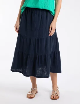 Lathika Womens Double Cloth Tiered Midi Skirt - - Size: 20 - Weird Fish - FashionsVida