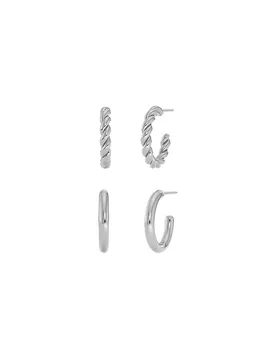 Boucles d'oreilles DUO PAIR CREOLES Steel argent - Edblad - FashionsVida
