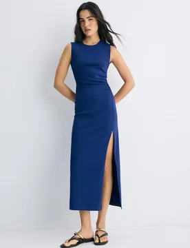 Ärmelloses Midikleid aus Bengaline Marineblau XS - Stradivarius - FashionsVida