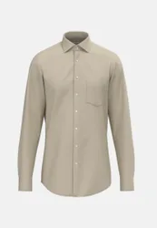 Regular Flanellhemd Uni Beige 39