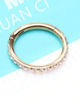 Pieza de anillo de nariz de acero inoxidable 316L con incrustaciones de circonita de alta gama de 16G/18G, diseño de aro cerrado, no se cae fácilmen - Shein - FashionsVida