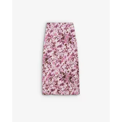 Falda midi estampada en tejido satinado