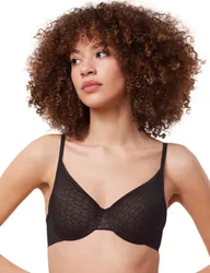 Womens Signature Sheer Padded Bra - Black Polyamide - Size 38f