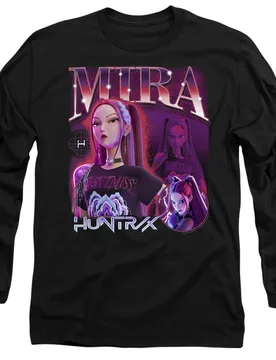Unisex Adult Huntr/x Mira Long-Sleeved T-Shirt (Black) - Size X-Large - K-Pop Demon Hunters - FashionsVida