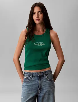 CANOTTA IN COTONE A COSTINE M - Calvin Klein Jeans - FashionsVida