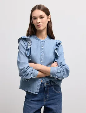 Camisa denim lisa de mujer - Green Coast - FashionsVida