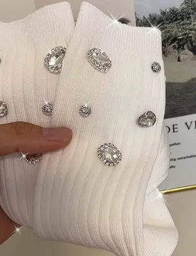 Pares de calcetines acanalados decorados con lentejuelas, calcetines cómodos y lindos hasta la pantorrilla, adecuados para carnaval, calcetines largo - Shein - FashionsVida