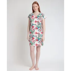 Camisón de mujer de punto viscosa con estampado multicolor