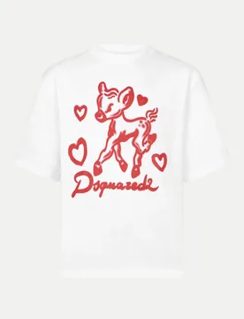 Loose Fit T-shirt mit Bambi Print Weiß M - Dsquared2 - FashionsVida