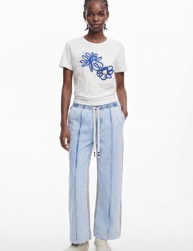 Vaquero Jogger Cropped, Mujer, Azul, XS