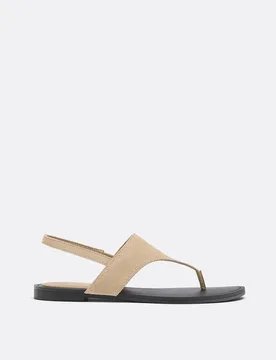 Flache Leder-Zehentrenner BEIGE 36 - Stradivarius - FashionsVida