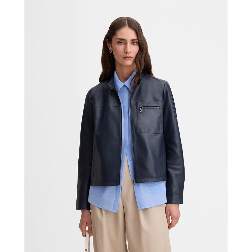 Cazadora de mujer corta de ante y cierre cremallera - Simorra - FashionsVida