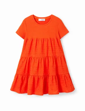 Robe combinée broderie suisse ORANGE 3/4 female - Desigual - FashionsVida