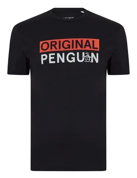 Mens Chest Logo T-Shirt In True Black - Size Small - Original penguin - FashionsVida
