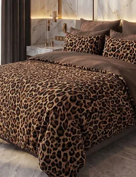Juego de 2/3 piezas de funda nórdica con estampado de leopardo, ropa de cama, decoración acogedora para la habitación, transpirable, suave y anti-p - Shein - FashionsVida