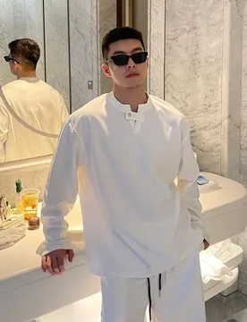 Oversized 2xl 150kg Can Worn Man T Shirt Long Sleeve Autumn Spring V Neck Drape Texture Clothes Solid Brief Korean Style Tops - Aliexpress - FashionsVida