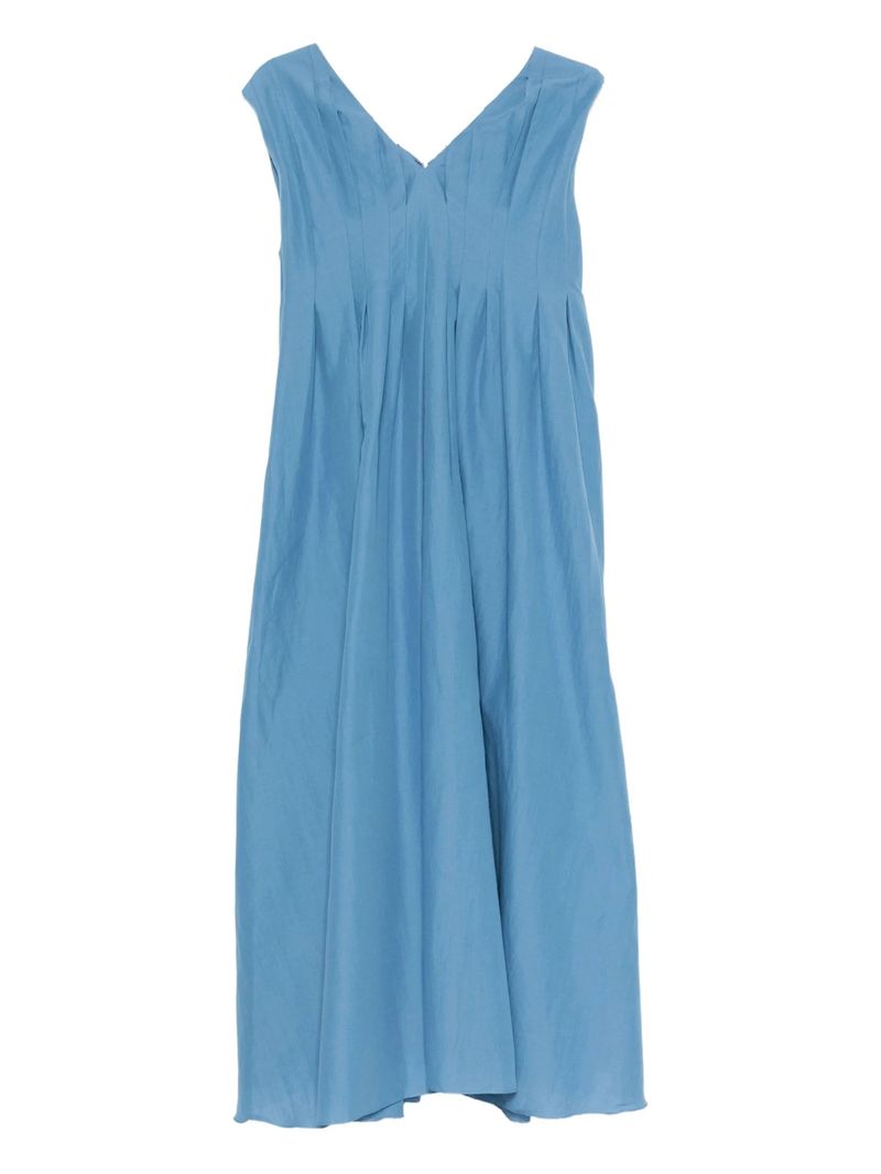 Flared Sleeveless Dress with V-Neckline and Ties - Size 40
