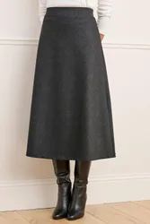 Jersey Pull-On Maxi Skirt - Dark Grey - Size: 12