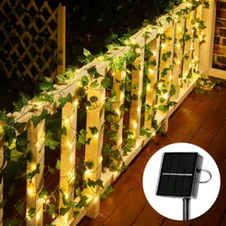 Pieza Luces solares de hiedra artificial de 4M/7M/12M con 20/50/100 LED, decoración de guirnalda para exteriores, resistente al agua, luces de hadas