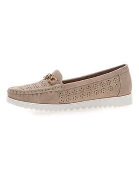 Mocassini Beige con Tomaia Traforata e Fibbia Dorata MIN7023 38