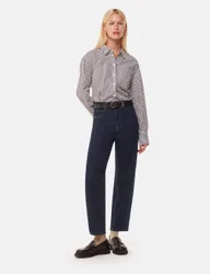 High Waisted Barrel Ankle Grazer Jeans Denim female