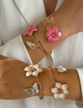Retro Exaggerated Personality Bracelet for Women Luxury Stereoscopic Enamel Floral Hollow Butterfly Open Bangle Party Jewelry - Aliexpress - FashionsVida