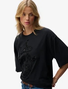 Superdry Damen Tattoo Verziertes OverGrößed T-shirt Black - Größe: 40 - 39.99 - FashionsVida