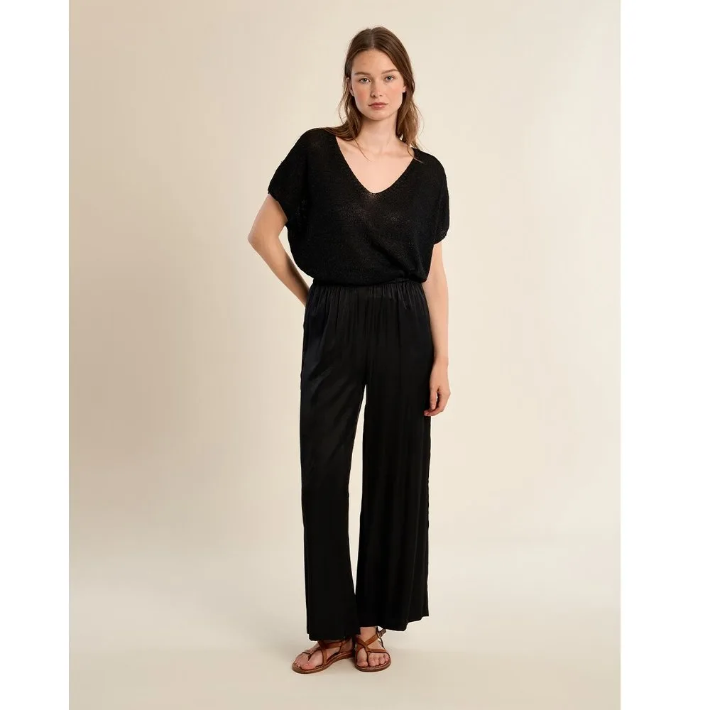 Pantalón ancho de mujer largo detalle pliegues - Molly Bracken - FashionsVida