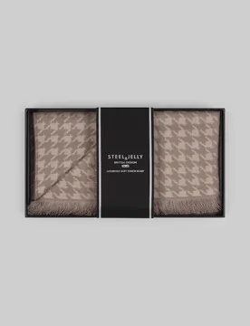 Mens Houndstooth Design Boxed Scarf - - Size: ONESIZE - Steel & Jelly - FashionsVida