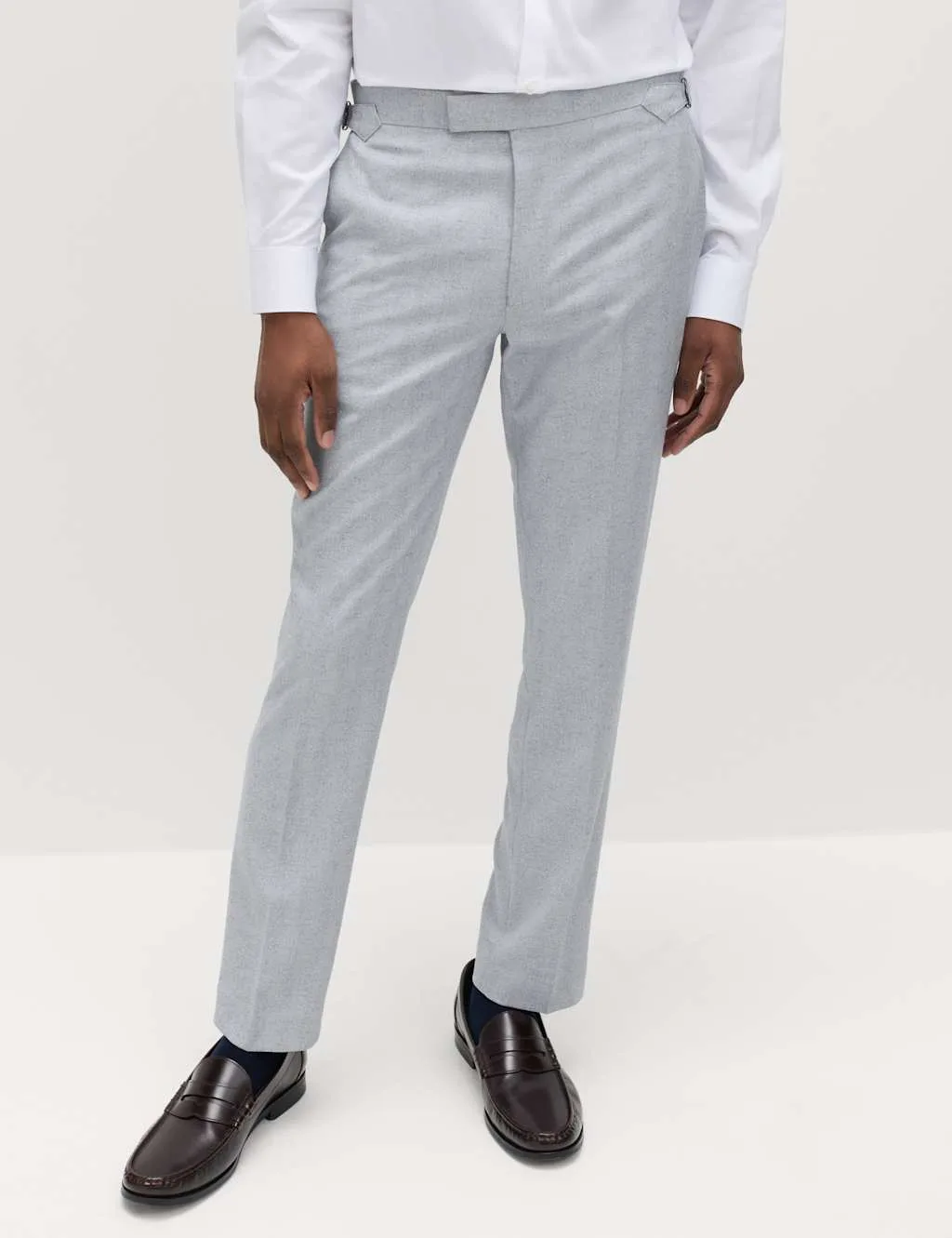 Tailored Fit Herringbone Trousers Navy male - M&S - FashionsVida