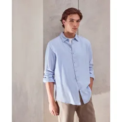 Camisa de sport tencel lisa garment dye fit regular