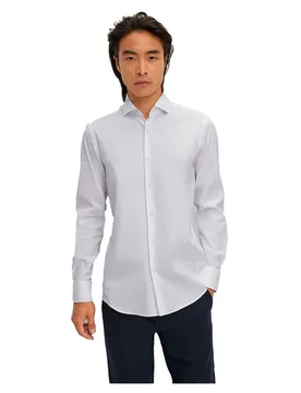 Camicia A Maniche Lunghe Hank Spread White 44 - BOSS - FashionsVida