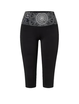 Damen Yogatight Capri Madhya 3/4 schwarz XL W - SPIRIT OF OM - FashionsVida
