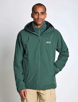 Tempest 2 Layer Waterproof Hooded Jacket Air Force Blue male - Jack Wolfskin - FashionsVida