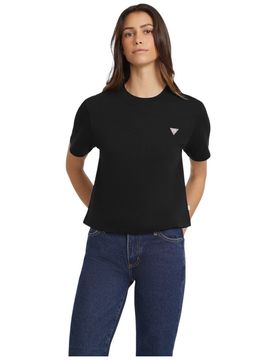 T-shirt nera logo triangolo boxy fit W4YI05 K8HM0 JBLK