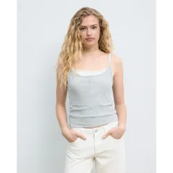 Camiseta top de mujer de tirantes con puntilla