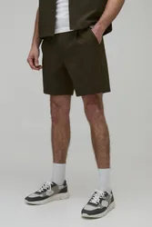 Herren Slim Fit Technische Shorts Mittlerer Länge Khaki Größe Small