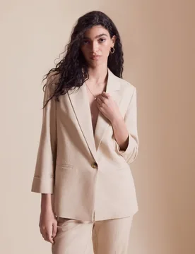 Blazer de mujer lino puño con vuelta - Easy Wear - FashionsVida