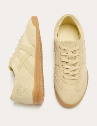 Suede Lace Up Side Detail Trainers Yellow female