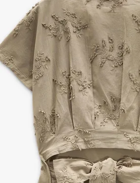 Blusa de mujer 100% algodón de manga corta con tira para atar - Parfois - FashionsVida