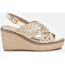 Sandalias de cuña de mujer con cierre de hebilla