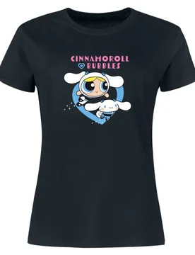Anime T-Shirt - & Powerpuff Girls - Cinnamoroll X Bubbles - S bis XXL - für Damen - Größe XL - schwarz - EMP exklusives - Frauen - female - Hello Kitty - FashionsVida