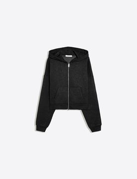 Sweat À Capuche Strass Xs Noir