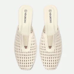 Sandalias y Pantuflas de Moda de Alta Gama para Mujer ADAMUMU, Hechas a Mano de Material PU Tejido Transpirable, Suela Plana Cómoda, Zapatos Casuales