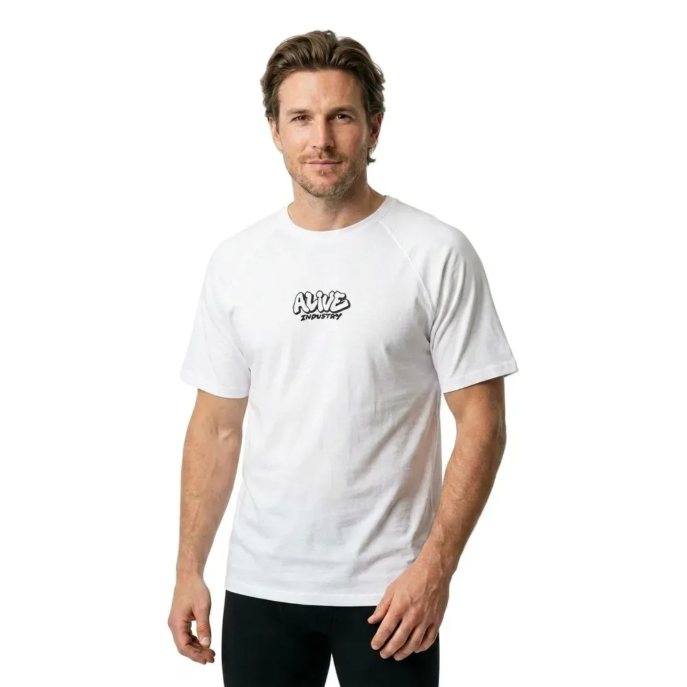 Maglietta A Maniche Corte Throwup White - Alive Industry - FashionsVida