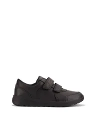 Kids' Leather Riptape School Shoes (10 Small-2½ Large) Black male