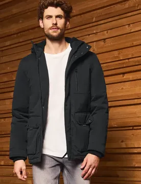 Street One Gefütterte Kapuzenjacke male Schwarz