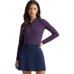 Polo Geo 2 Silky Tech Nylon, langarm, navy/pink m